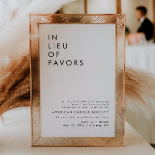 ModernWedding Reception In Lieu Of Favors Sign Invitation