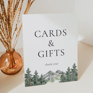 Mountain Pine Tree Wedding Cards and Gifts Pedestal Sign