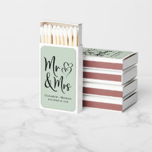 Mr Mrs Sage Wedding Favor Matchboxes