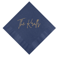 Modern Last Name Wedding Cocktail Napkins