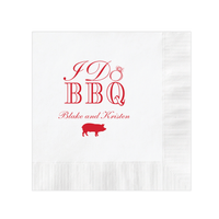 I Do BBQ with Pig Personalized Wedding Napkins
