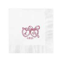 Heart Locket with Initials Wedding Cocktail Napkins