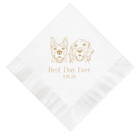 Best Day Ever Illustrated Pet Wedding Napkins