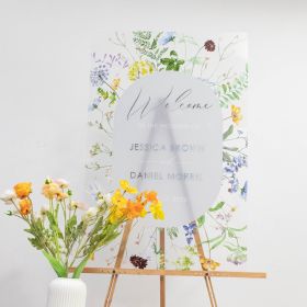 Nature's Delight Transparent Acrylic Wildflower Welcome Sign CS126
