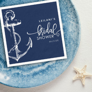 Nautical Anchor Bridal Shower Navy Napkins