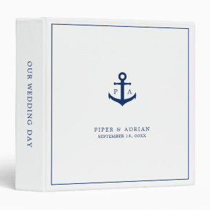 Nautical Anchor Monogram Wedding Photo Album 3 Ring Binder
