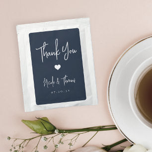 Navy Blue Personalized Wedding Favor Tea Bag Drink Mix