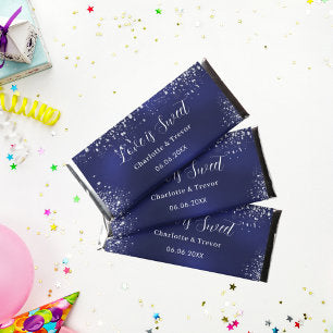 Navy blue silver Love is Sweet wedding Hershey Bar Favors