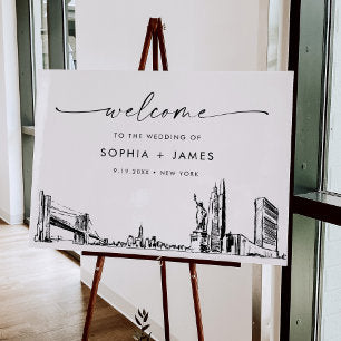 New York City Skyline Modern Wedding Welcome Foam Board