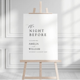 Night before simple black script wedding sign