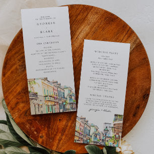 NOLA New Orleans Skyline Wedding Program Card