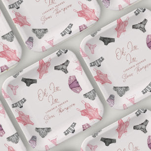 Oh La La Blush Lingerie Blush Bridal Shower Paper Plates