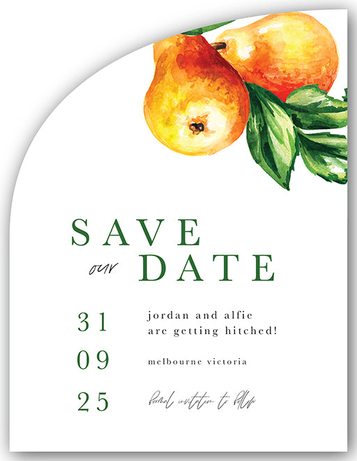 Oh Pear! Save The Date Cards by Jamie L.