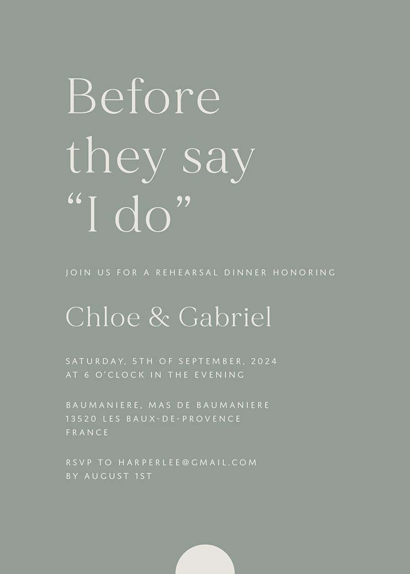 Oliva Wedding Rehearsal Invitation by Haley J.