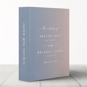 Ombre Blush Pink & Dusty Blue Wedding Photo Album 3 Ring Binder