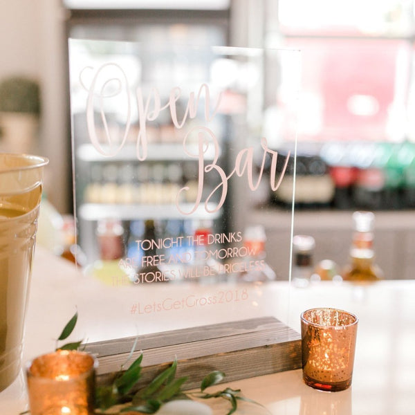 Open Bar Funny Wedding Sign