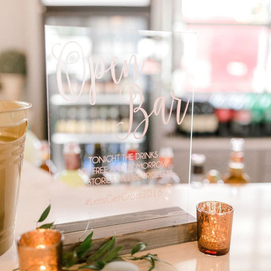 Open Bar Funny Wedding Sign