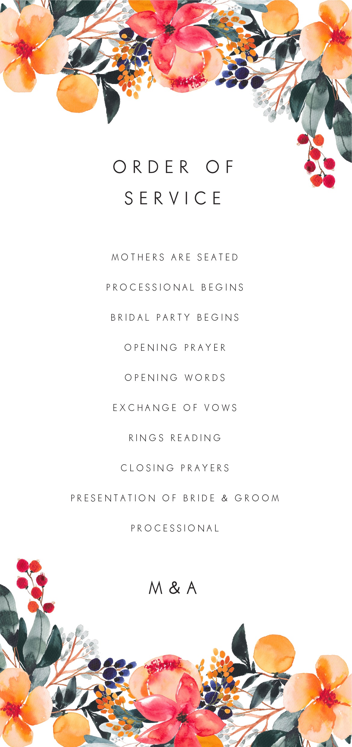 Floral Crown Georgia Wedding Program by Joy