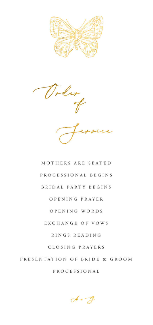 Golden Butterfly Wedding Program by Stella M.