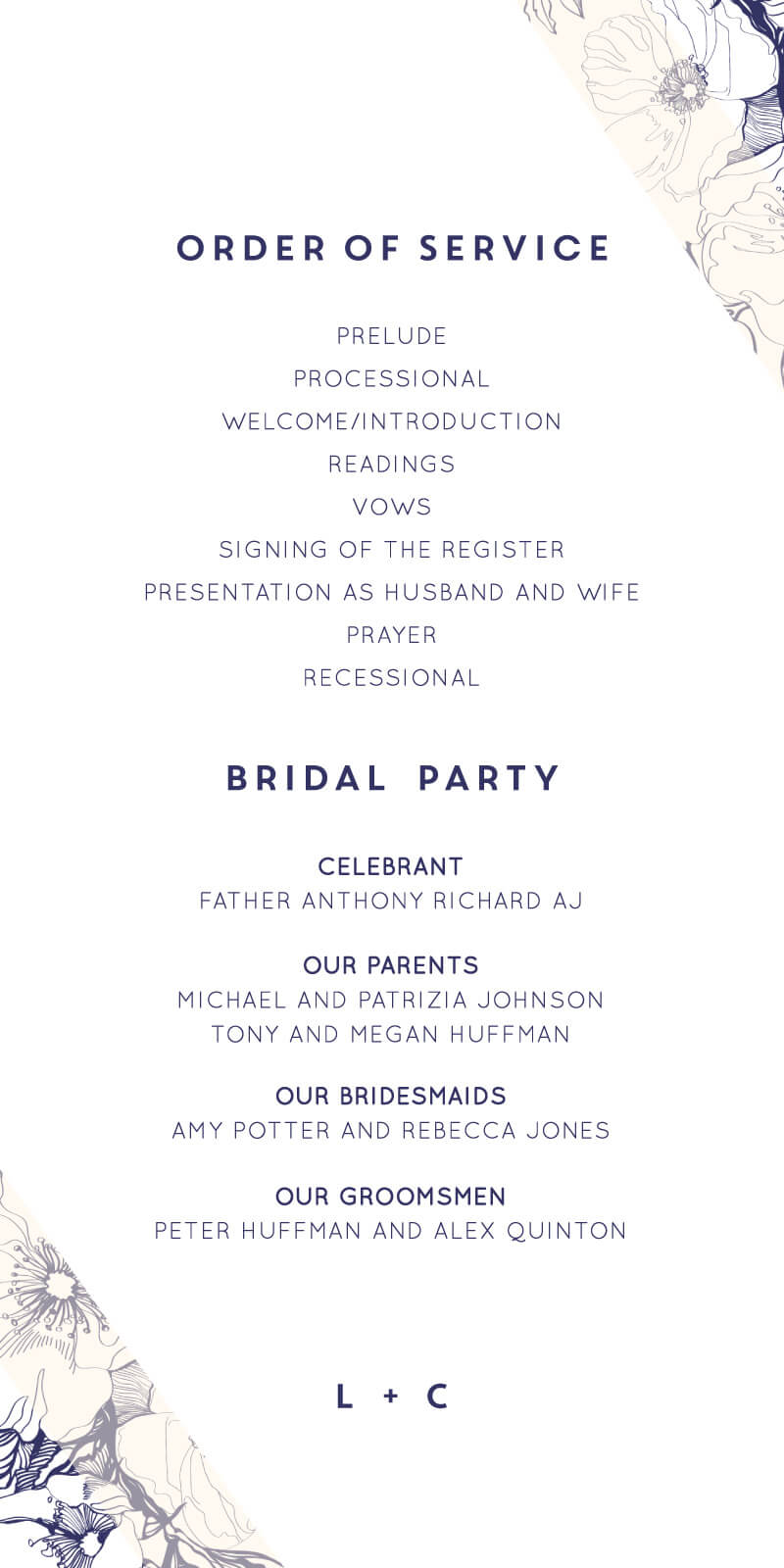 Blue Contour Wedding Program by Jamie L.