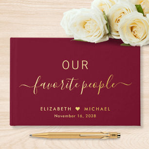 Our Favorite People Photo Burgundy Wedding Foil Guest Book