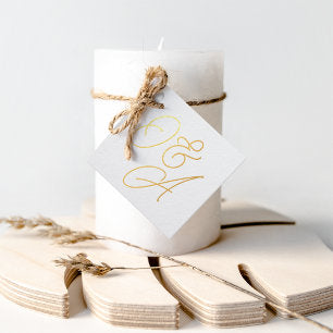 Oversized Script Monogram Wedding Foil Favor Tags