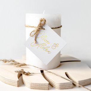 Oversized Script Names Wedding Foil Favor Tags