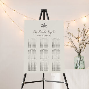 Palm Tree Beach Wedding 9 Table Seating Chart Foam Board