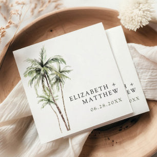 Palm Tree Tropical Minimal Wedding Napkins