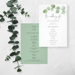 PAPER Modern Eucalyptus Wedding Program
