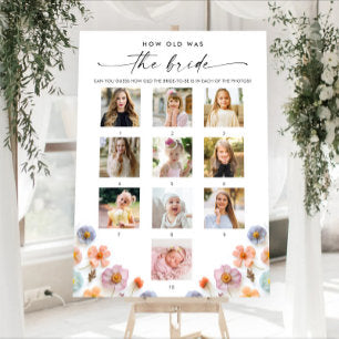 Pastel Pink Boho Wildflowers Bridal Shower Game Foam Board