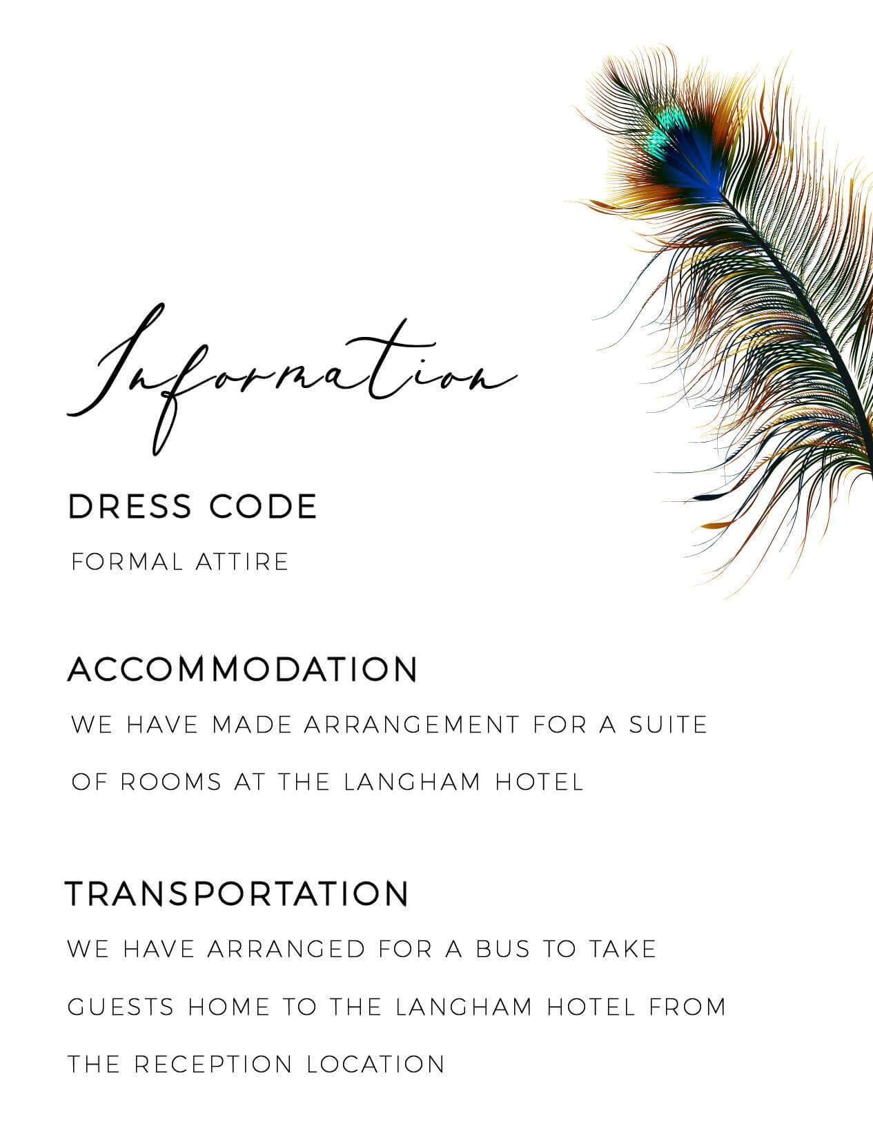 Peacock Blue Information Card by Stella M.