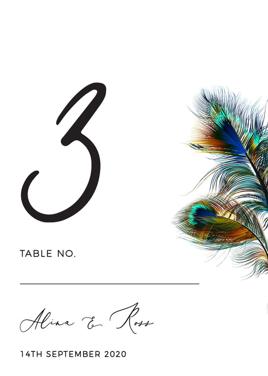 Peacock BlueTable Number by Stella M.