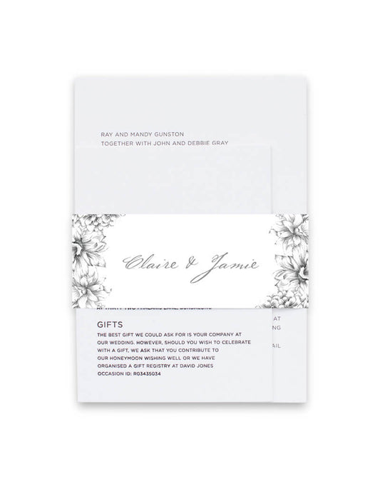 Pencil Floral Crown Invitation Belly Band by Joy