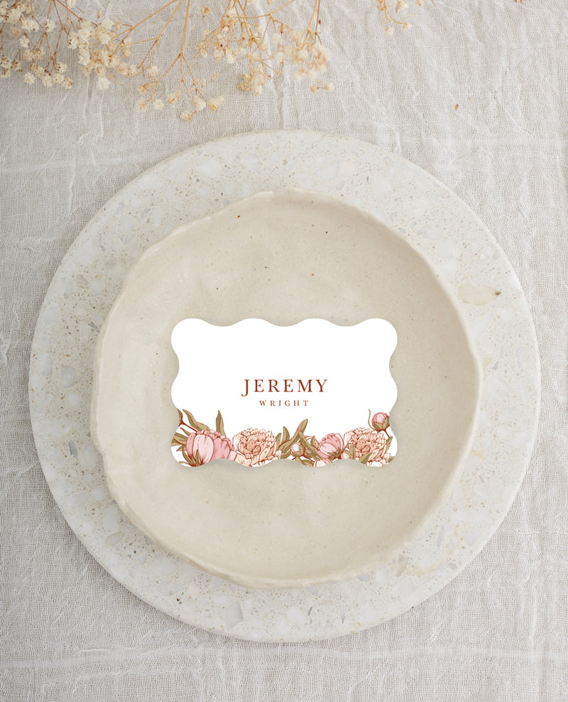 Peony Woodcut ModernPlace Cards by Joy