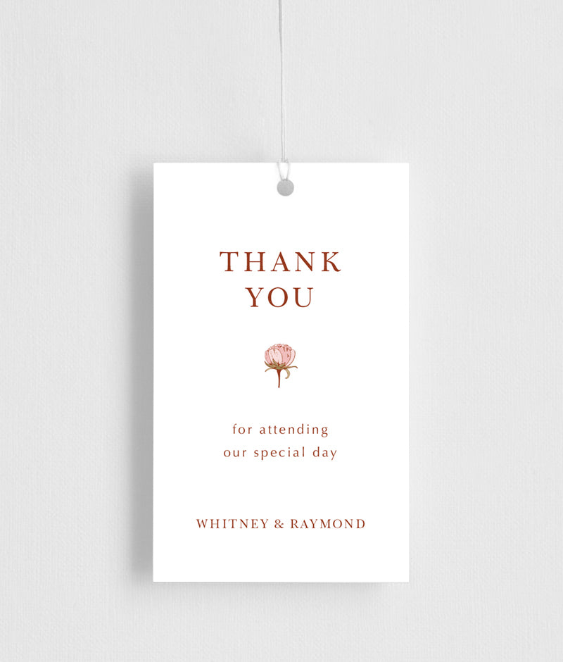 Peony Woodcut Modern Favor Tag by Joy