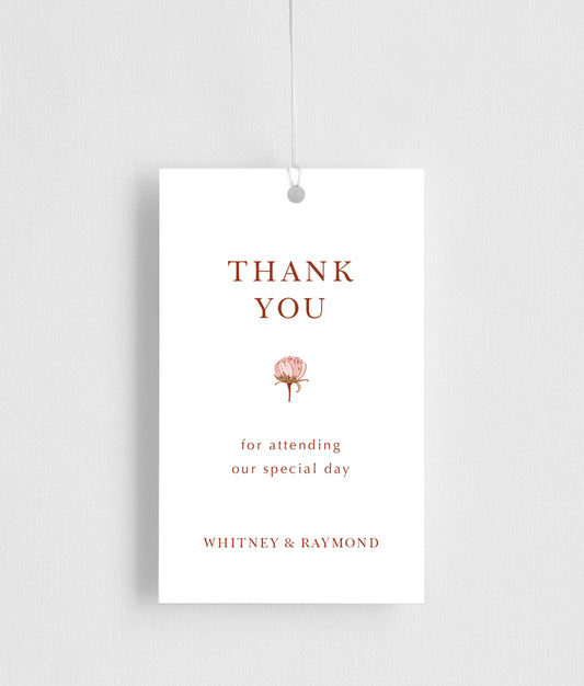 Peony Woodcut Modern Favor Tag by Joy