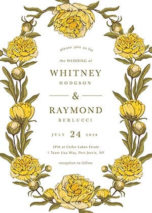 Peony Woodcut Wild Wedding Invitations by Joy