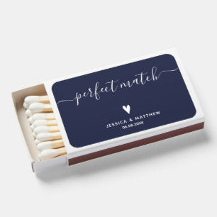Perfect Match! Elegant Navy Blue Wedding Matchboxes
