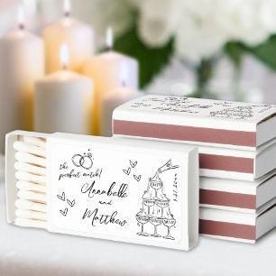 Perfect Match Hand Drawn Wedding Matchbox Favors