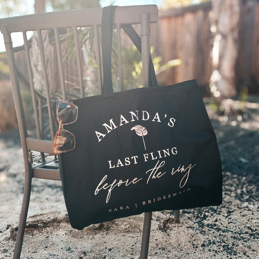 Personalized Last Fling Before the Ring Beach Bag Bachelorette Party Favor for Bridesmaids