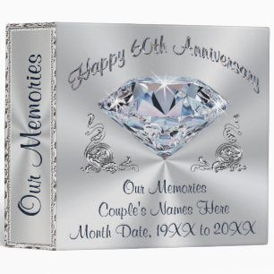 Personalized 60th Wedding Anniversary Photo Album 3 Ring Binder