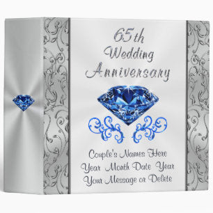 Personalized 65th Wedding Anniversary Photo Album 3 Ring Binder