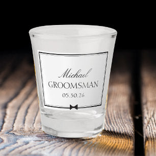 Personalized Classic Simple Bowtie Groomsman Shot Glass