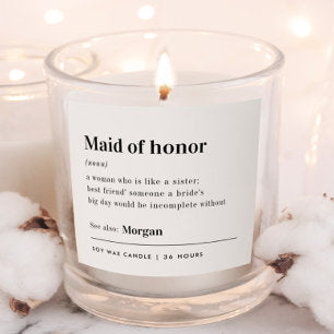 Personalized Maid Of Honor Dictionary Candle