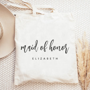 Personalized Maid of Honor Handwriting Script Tote Bag