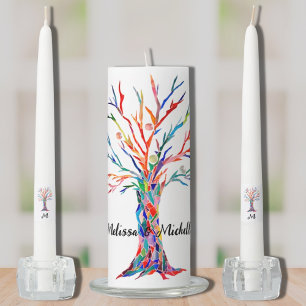 Personalized Monogram Rainbow Wedding Unity Candle Set