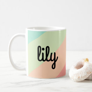 Personalized Name Pastel Rainbow Custom Gift Coffee Mug