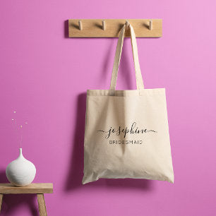 Personalized Name Purple Bridesmaid Tote Bag