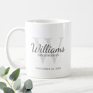 Personalized Script Groomsmen's name and Monogram Coffee Mug